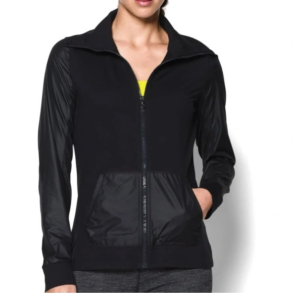 Under Armour Women’s Fitness Sweatshirt Studio Essential Jacket Full Zip Black M - Picture 1 of 15